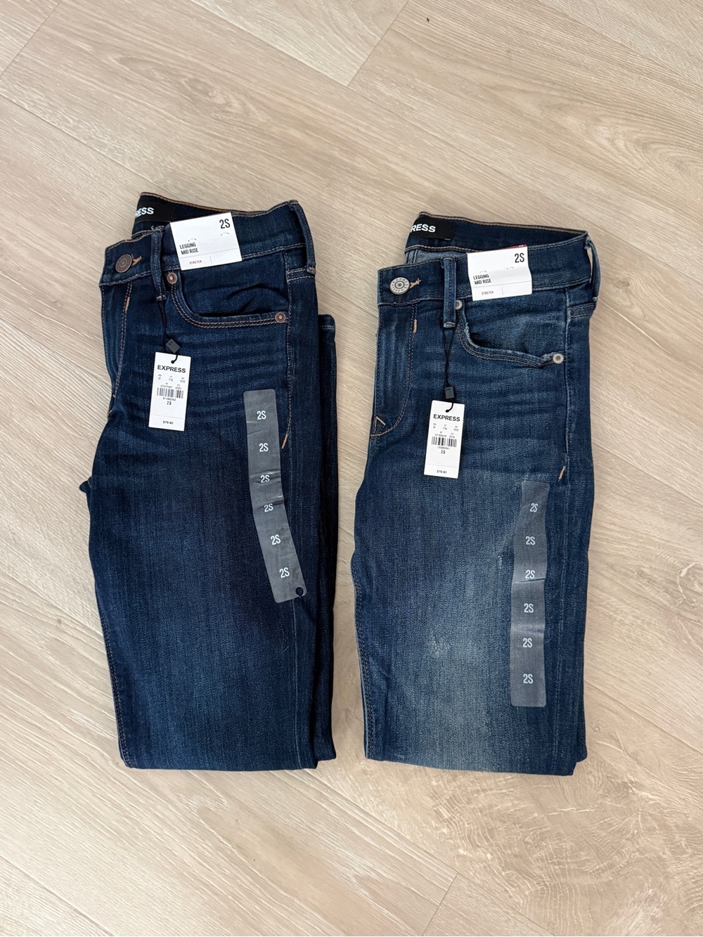 Bundle Express Leggings Mid Rise stretch Dark Blue Jeans 2S
